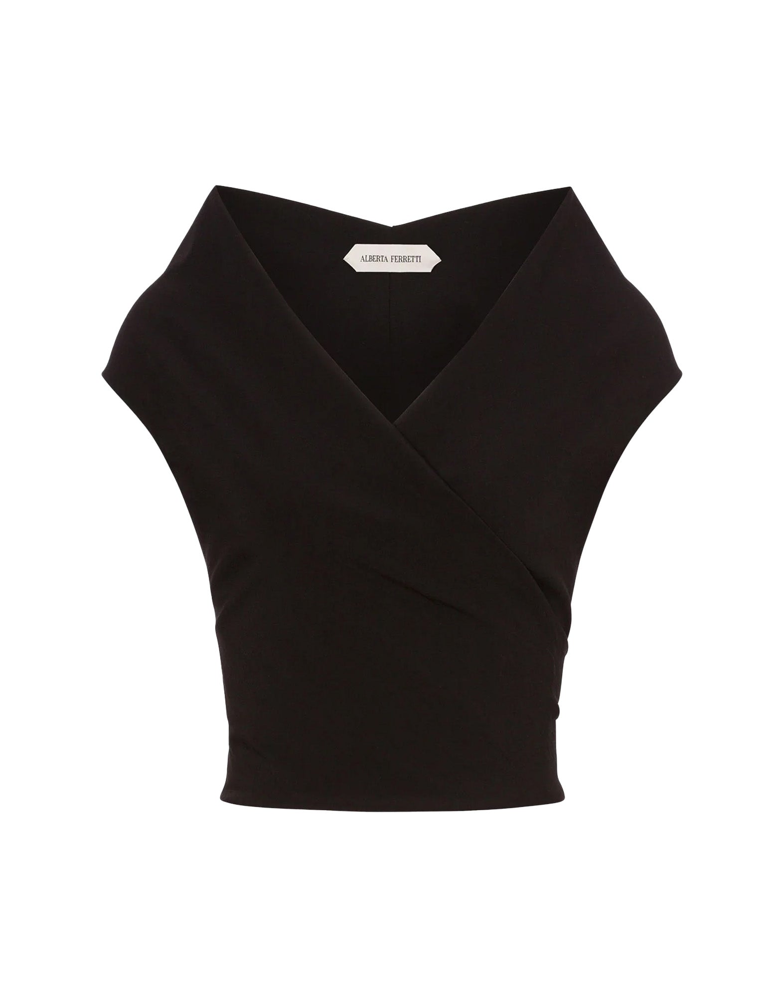 ALBERTA FERRETTI Top in Lana Stretch a Portafoglio Nero