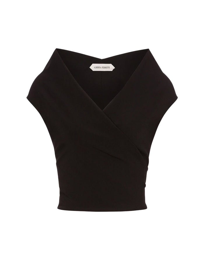 ALBERTA FERRETTI Top in Lana Stretch a Portafoglio Nero