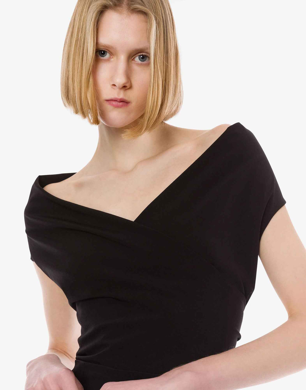 ALBERTA FERRETTI Top in Lana Stretch a Portafoglio Nero