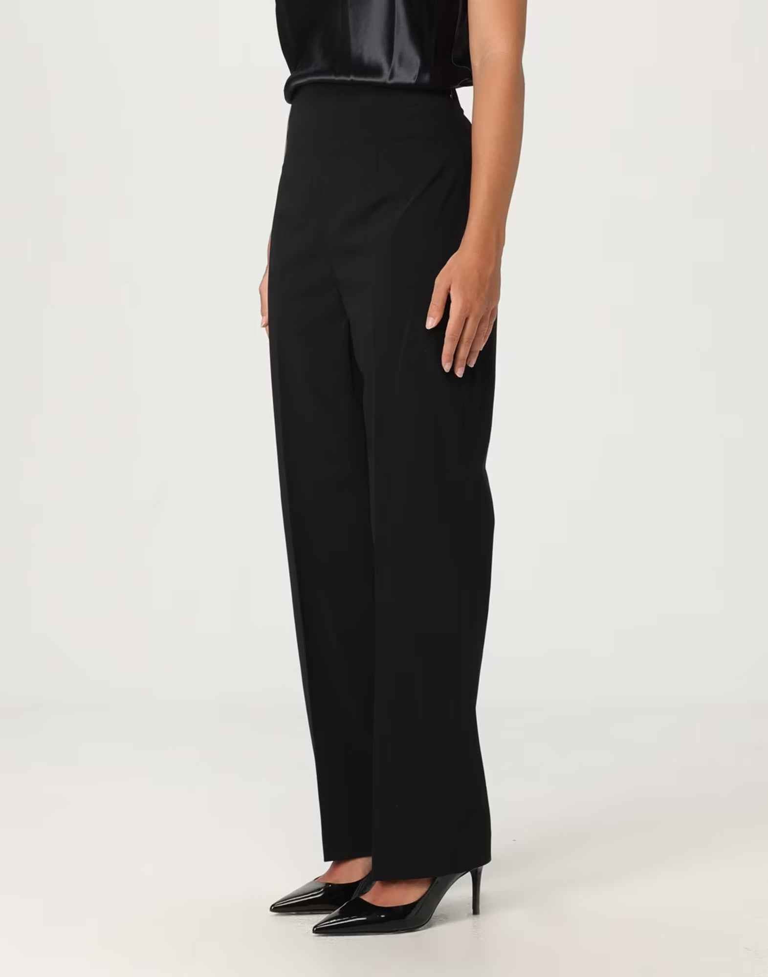 ALBERTA FERRETTI Pantalone Classico in Misto Lana Vergine Nero