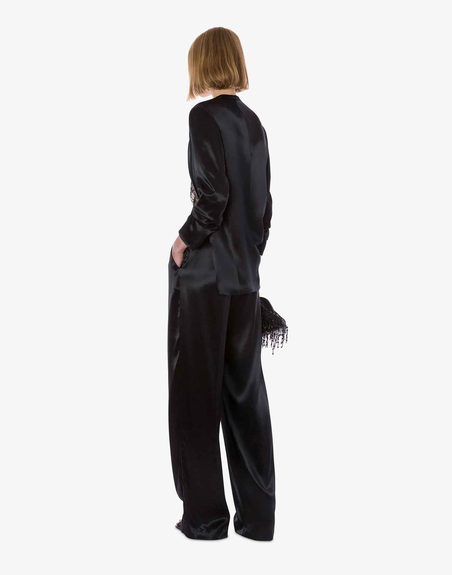 ALBERTA FERRETTI Pantaloni in Raso Lucido Nero
