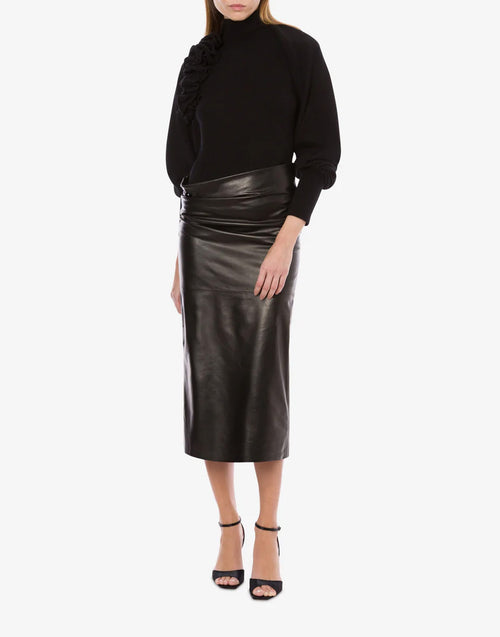 ALBERTA FERRETTI Bolero in Lana Merino, Seta e Cashmere con Fiori 3D Nero