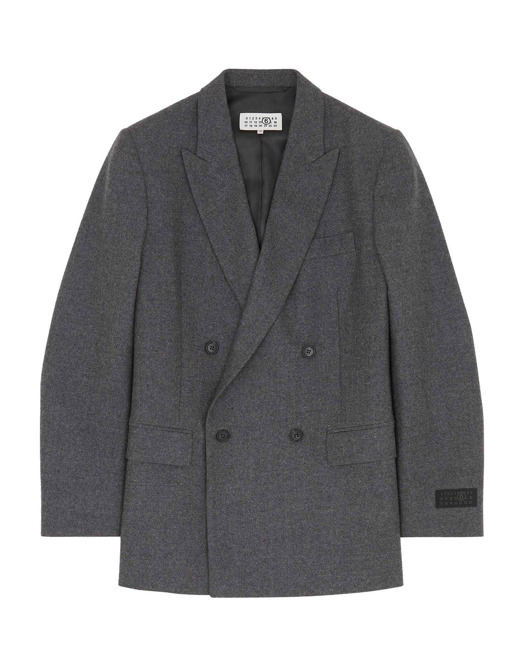 MM6 MAISON MARGIELA Giacca Doppiopetto in Lana Vergine Oversize Grigia