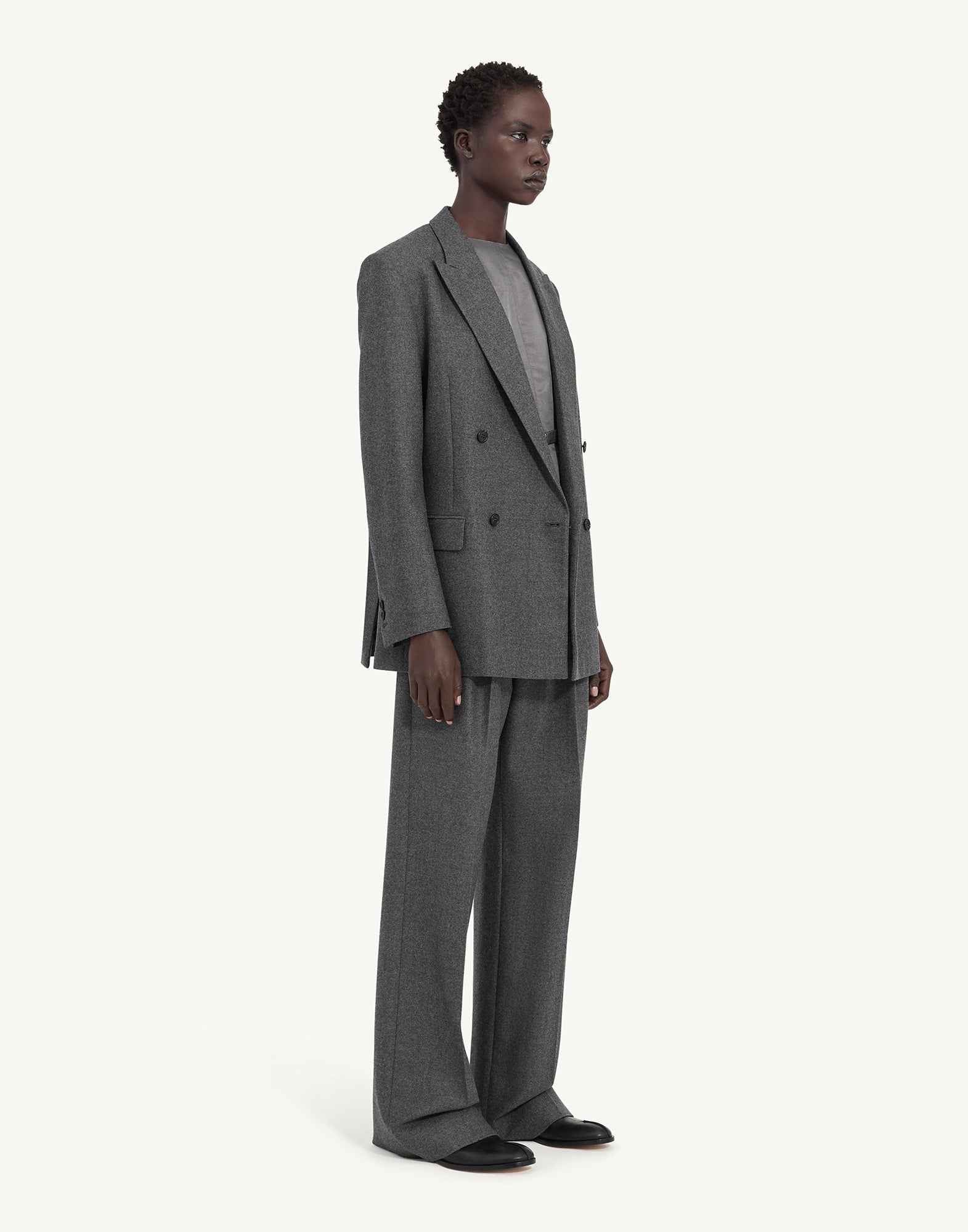MM6 MAISON MARGIELA Giacca Doppiopetto in Lana Vergine Oversize Grigia