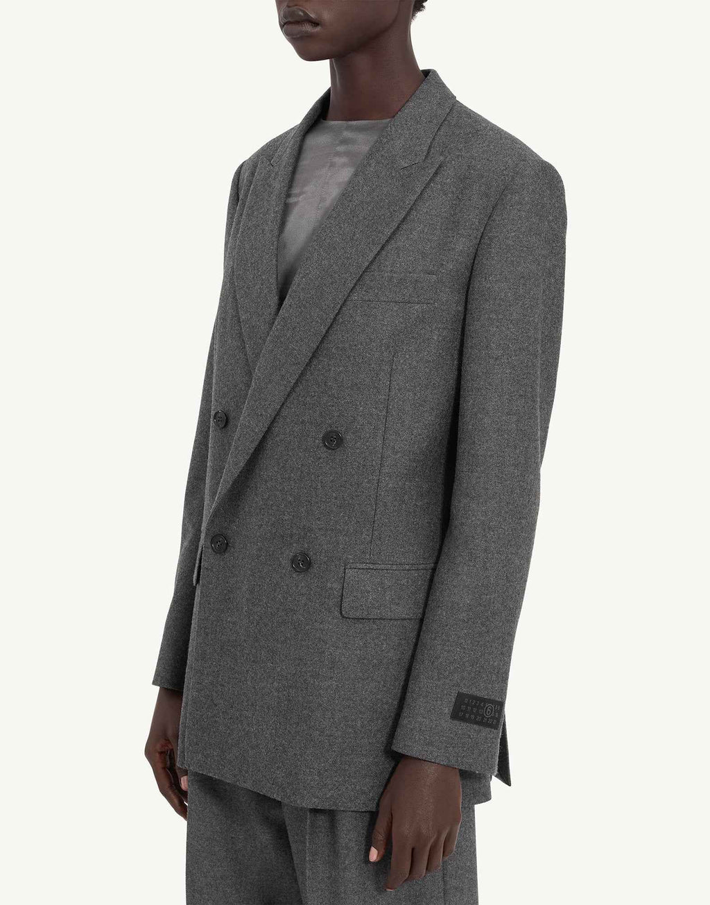 MM6 MAISON MARGIELA Giacca Doppiopetto in Lana Vergine Oversize Grigia