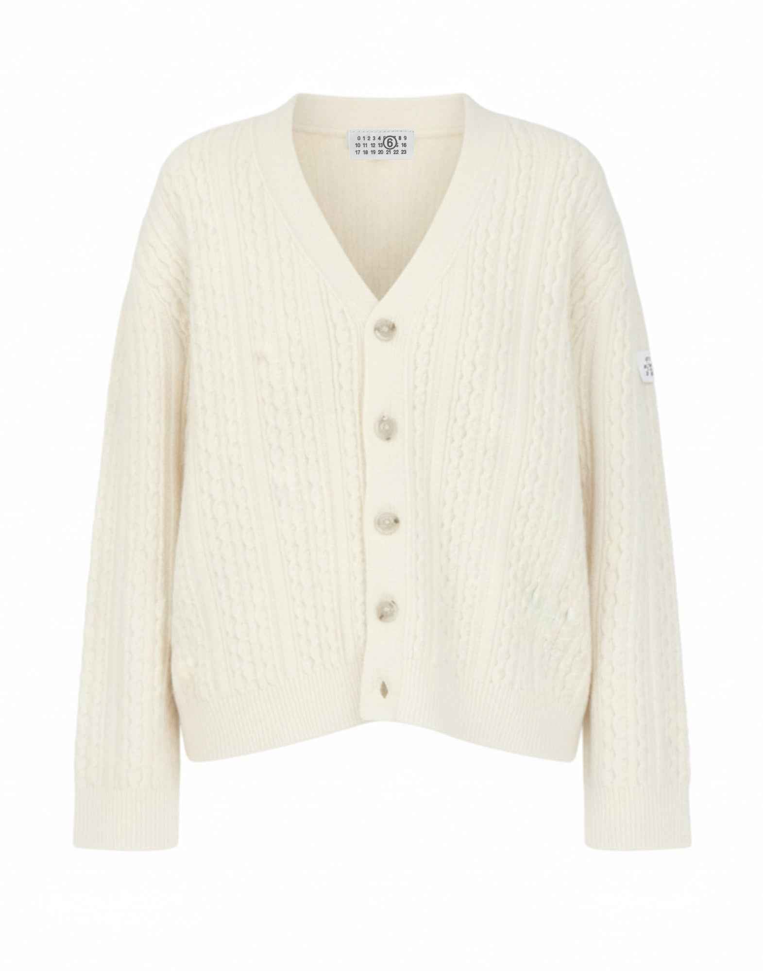 MM6 MAISON MARGIELA Cardigan a Treccia Off White