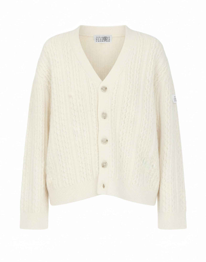 MM6 MAISON MARGIELA Cardigan a Treccia Off White