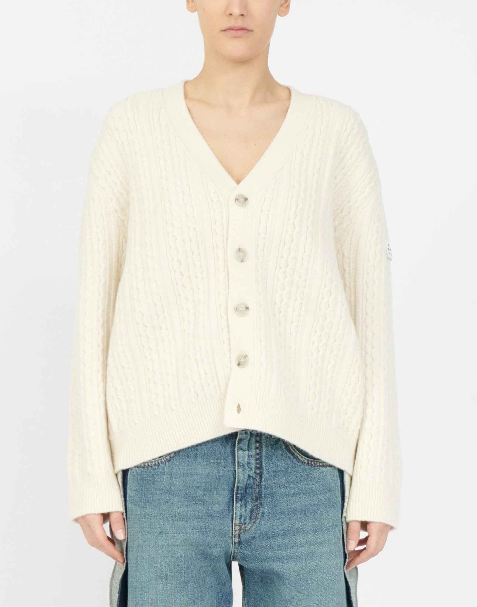 MM6 MAISON MARGIELA Cardigan a Treccia Off White