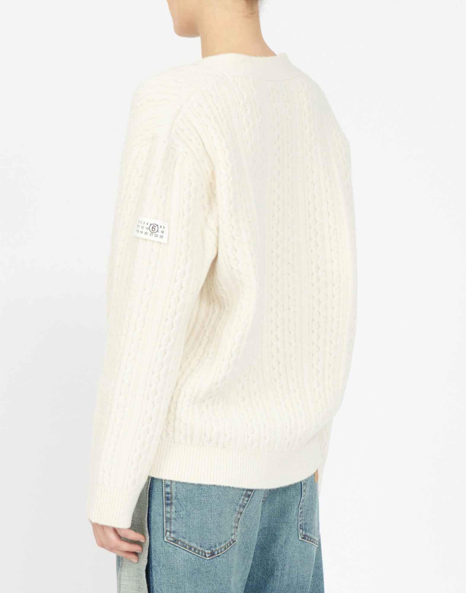 MM6 MAISON MARGIELA Cardigan a Treccia Off White