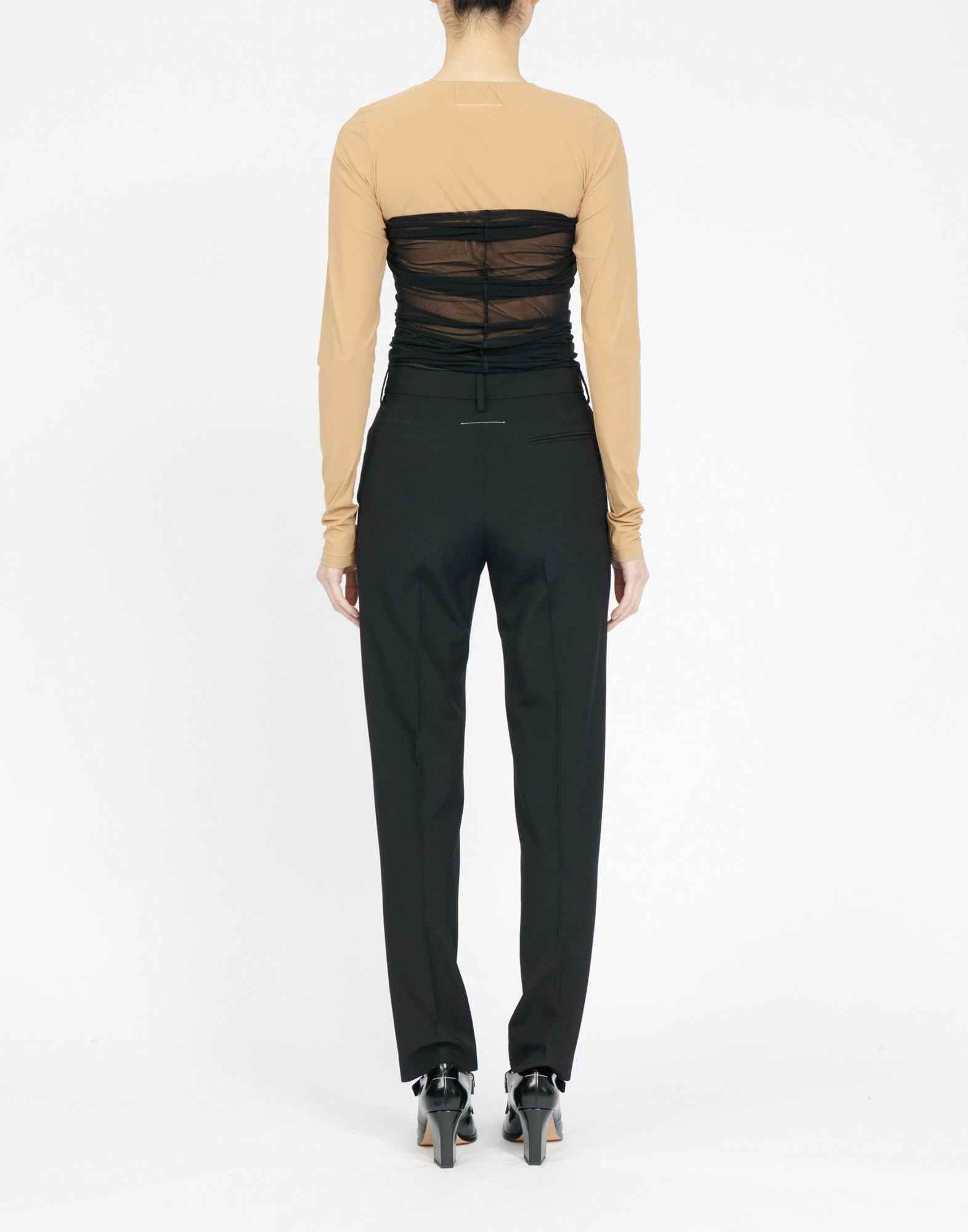 MM6 MAISON MARGIELA Pantaloni in Light Wool Blend con Gonna in Tulle Regolabile