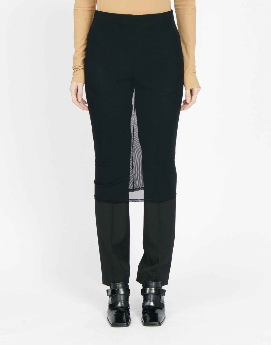 MM6 MAISON MARGIELA Pantaloni in Light Wool Blend con Gonna in Tulle Regolabile
