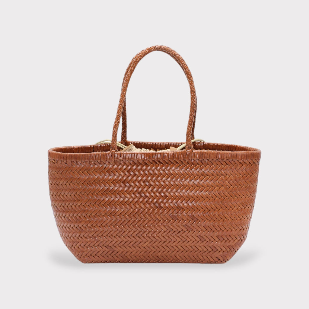 Lou - Borsa Tote in Vera Pelle Colore Caramello