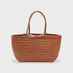 Lou - Borsa Tote in Vera Pelle Colore Caramello