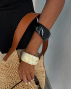 Vanda - Handmade Natural Raffia V-cut Shoulder Bag M