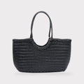 Carmel - Borsa a spalla in vera pelle a forma di U intrecciata a mano Nera