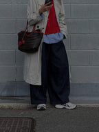 Carmel - Handwoven Bicolor Tote Bag Retro Red & Coffee