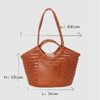Celia-Handmade Woven Top Grain Leather Bag Caramel Color