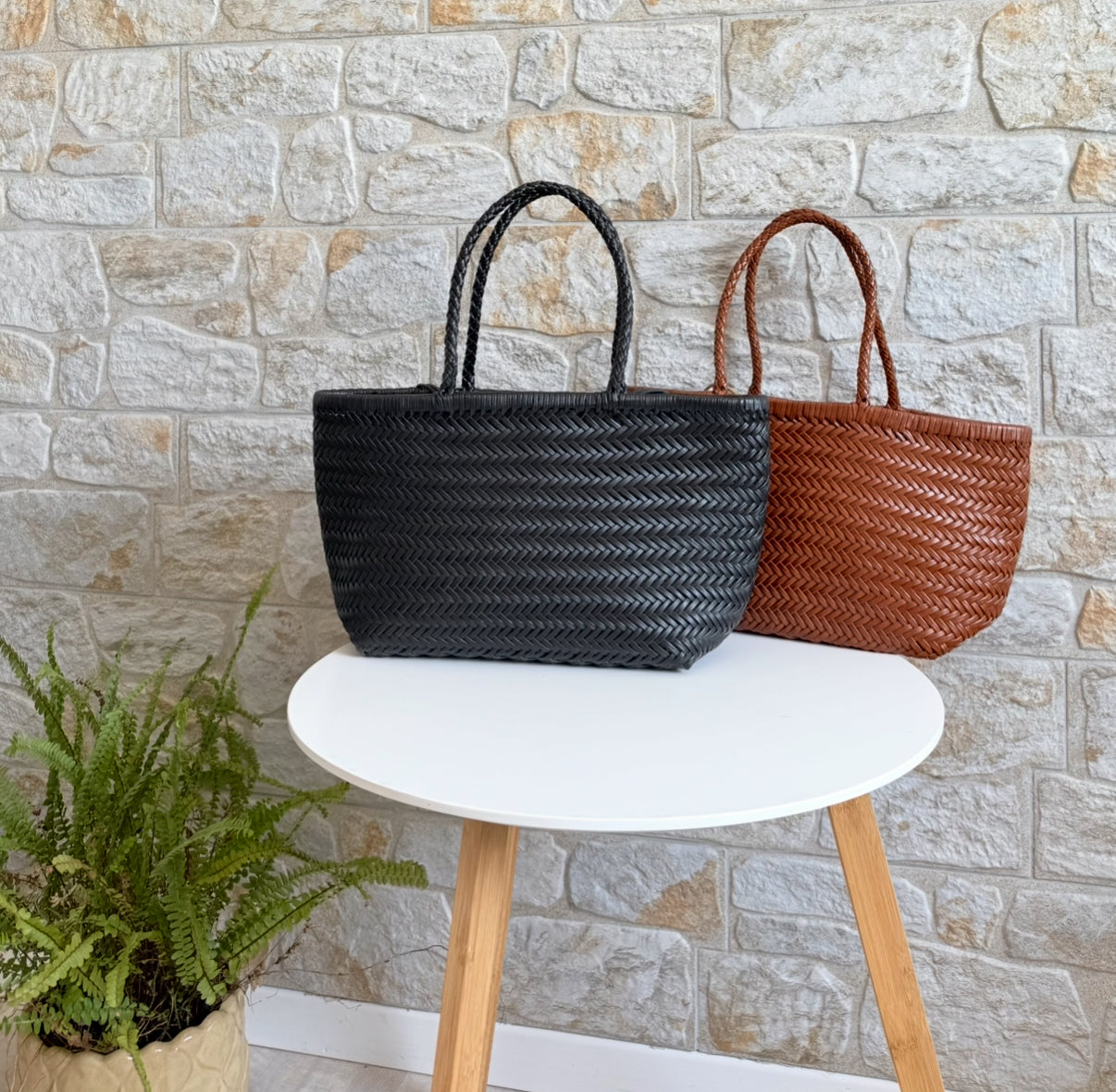 Lou - Borsa Tote in Vera Pelle Colore Caramello