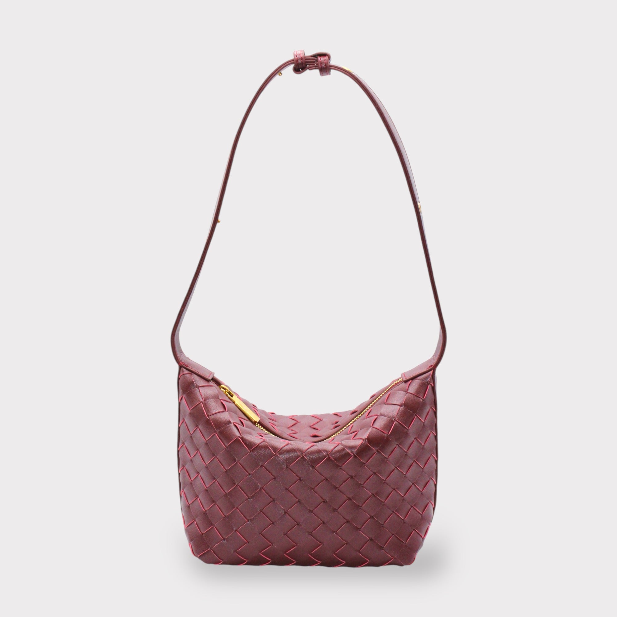 Genuine Leather Woven Style Boxed Pouch Bag