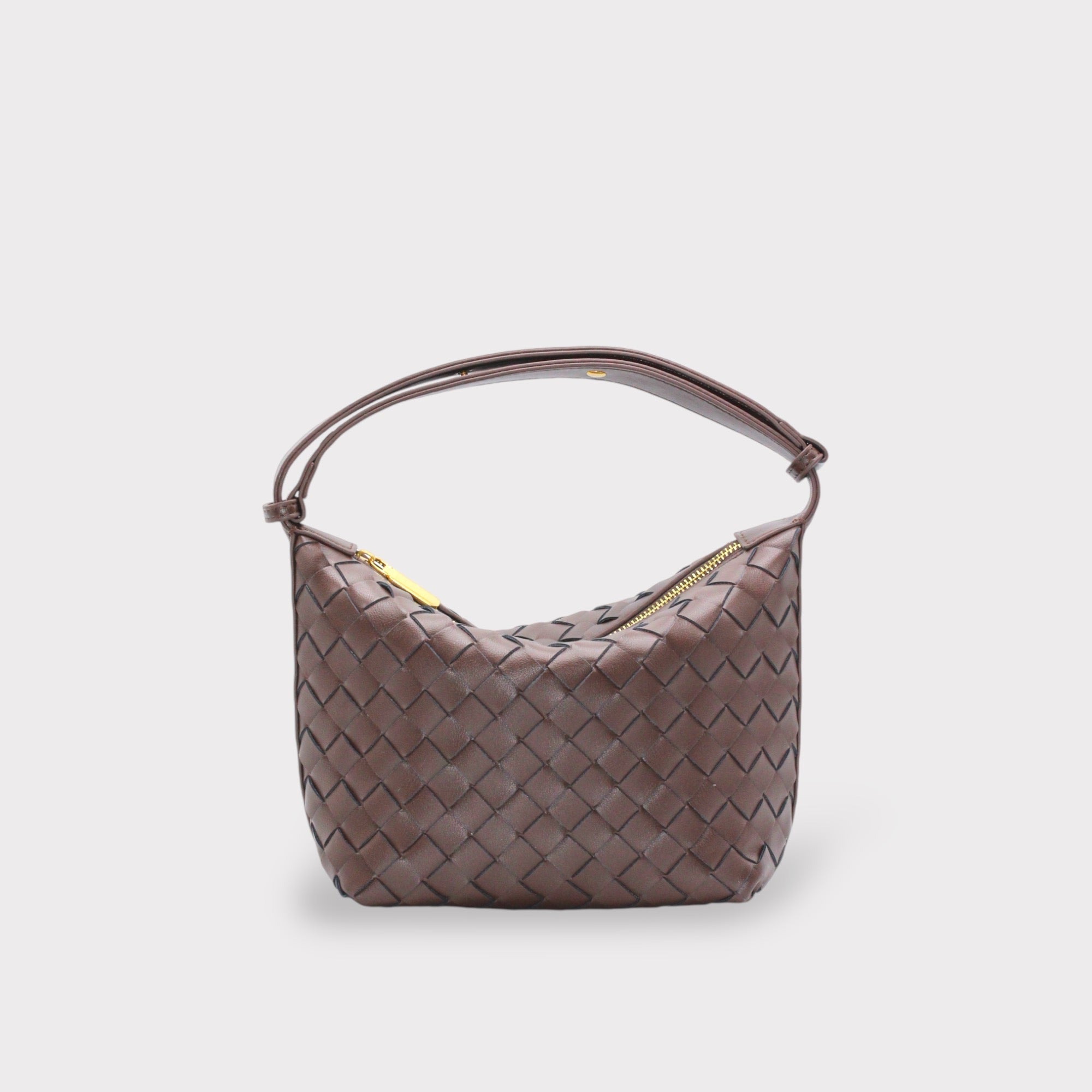 Genuine Leather Woven Style Boxed Pouch Bag