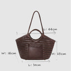 Celia-Handmade Woven Top Grain Leather Bag Coffee Colour