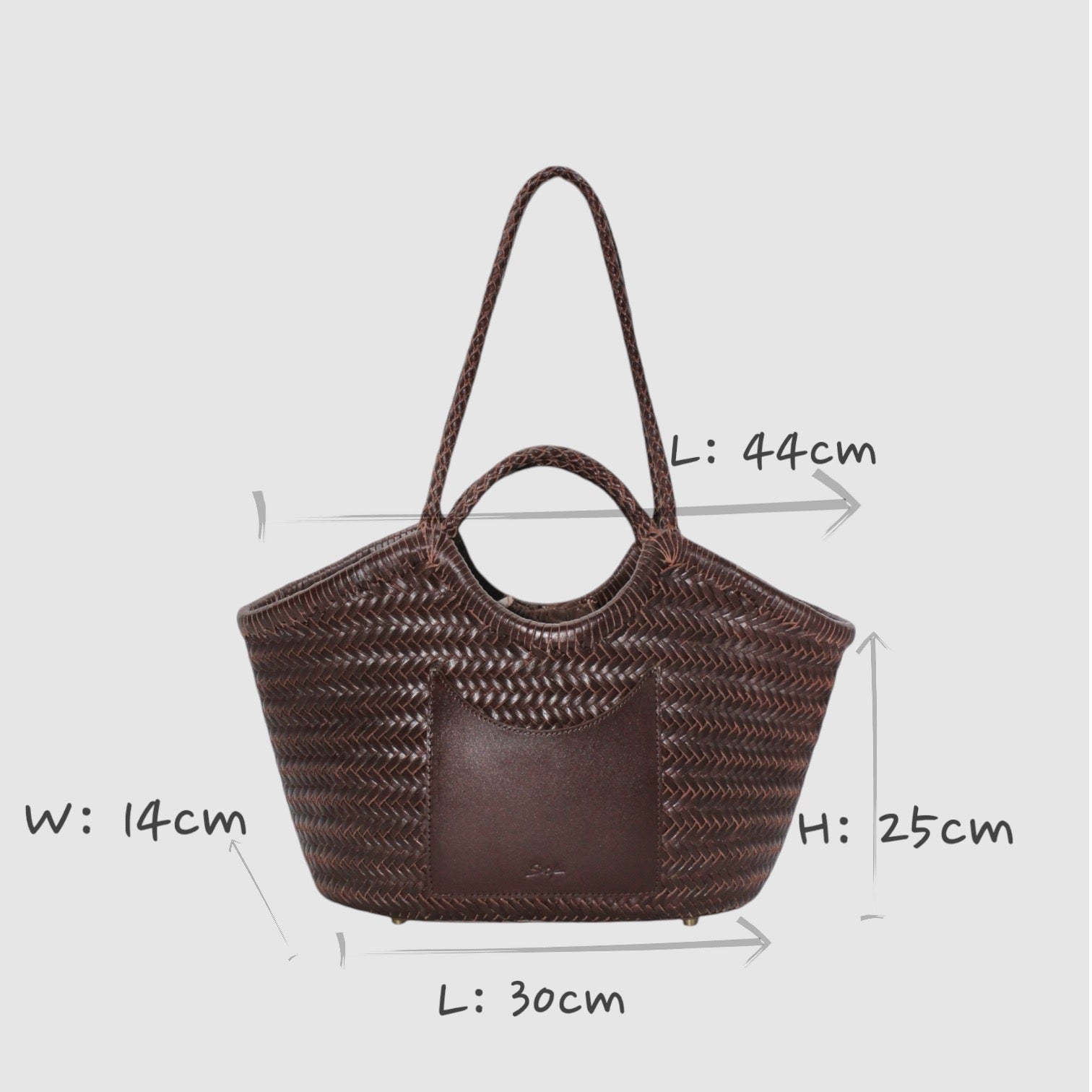 Celia-Handmade Woven Top Grain Leather Bag Coffee Colour