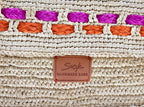 Zera - Handmade Natural Raffia Messenger Bag Fuchsia and Orange