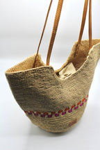 Zola - Handmade Natural Raffia Tote Bag Fuchsia and Orange