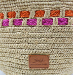 Zola - Handmade Natural Raffia Tote Bag Fuchsia and Orange