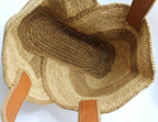 Yasmin - Borsa Tote a Tulipano Fatta a Mano in Rafia Naturale Colore Kaki