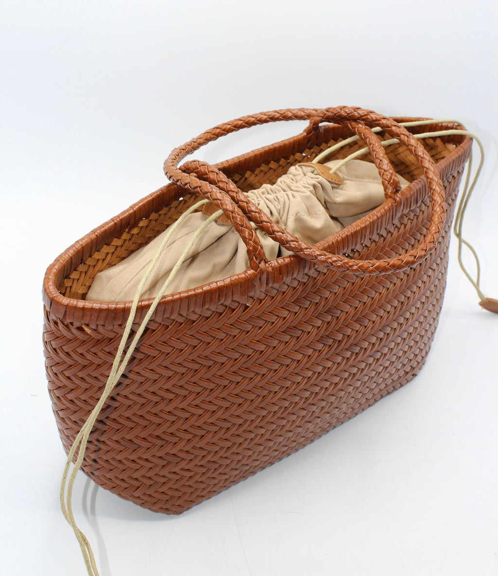 Lou - Borsa Tote in Vera Pelle Colore Caramello