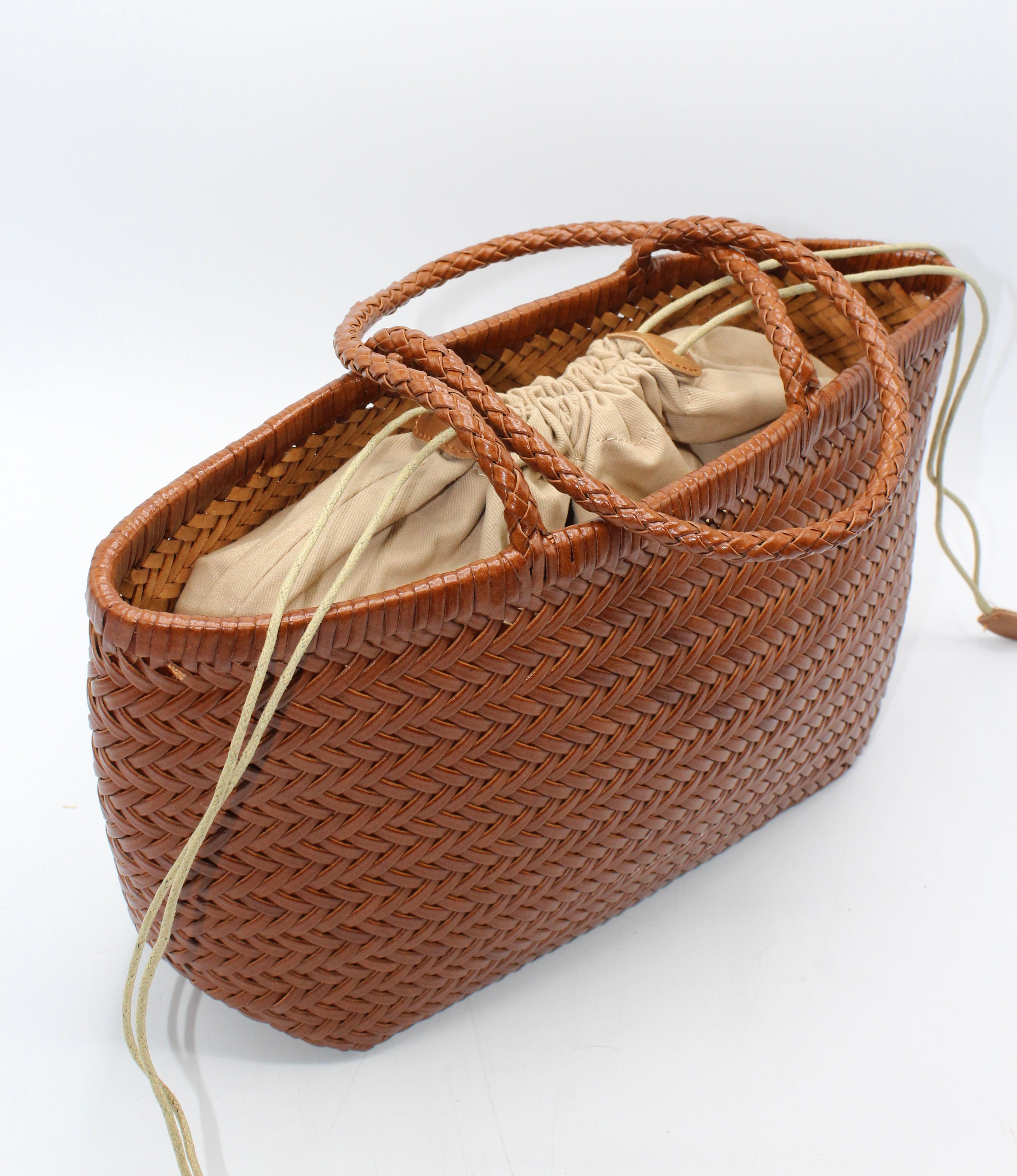 Lou - Borsa Tote in Vera Pelle Colore Caramello