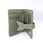 Lumi - Handwoven Leather Short Wallet Avocado & Teal