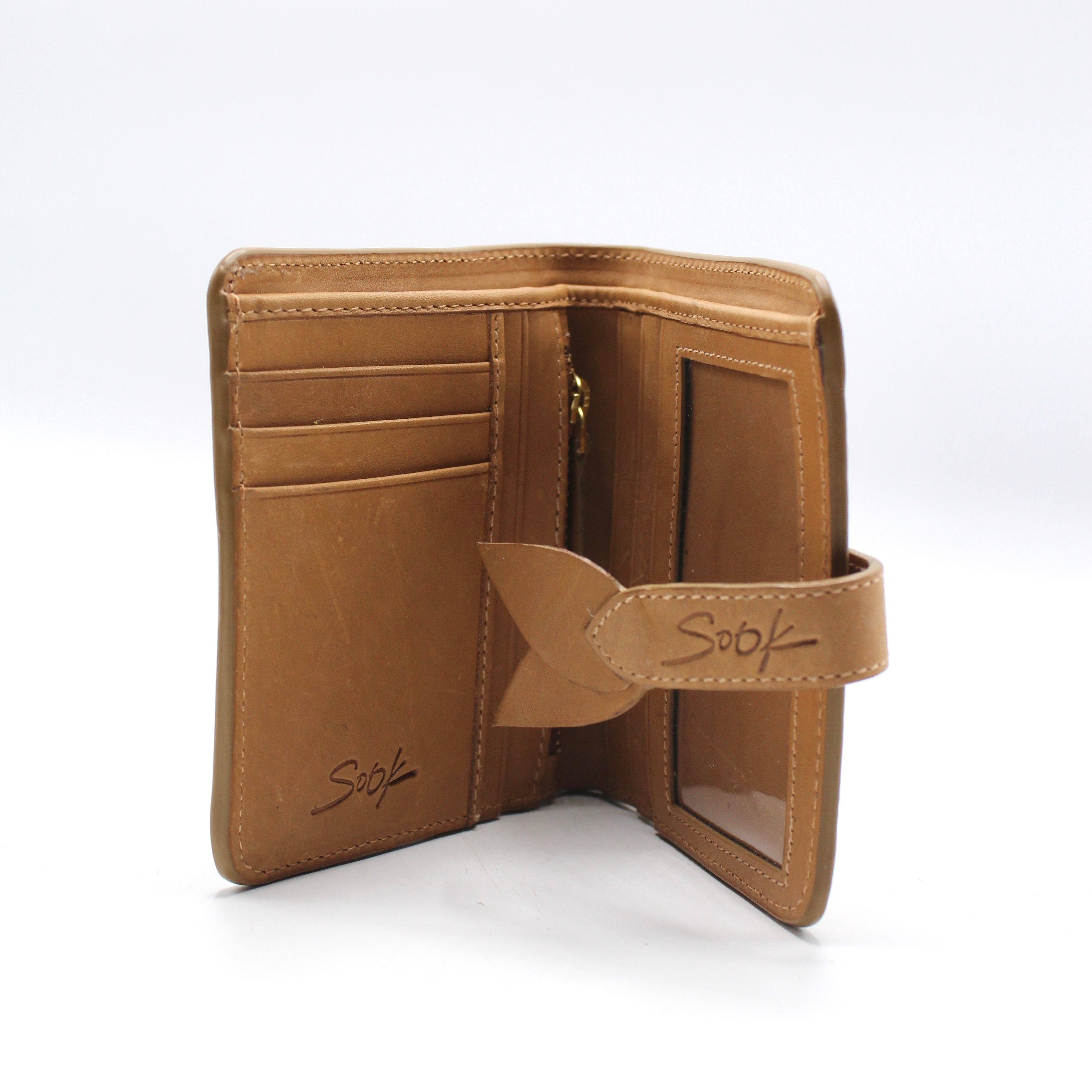 Lumi - Handwoven Leather Short Wallet Taupe & Coffee
