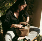 Evy - Borsa a tracolla in vera pelle color tortora