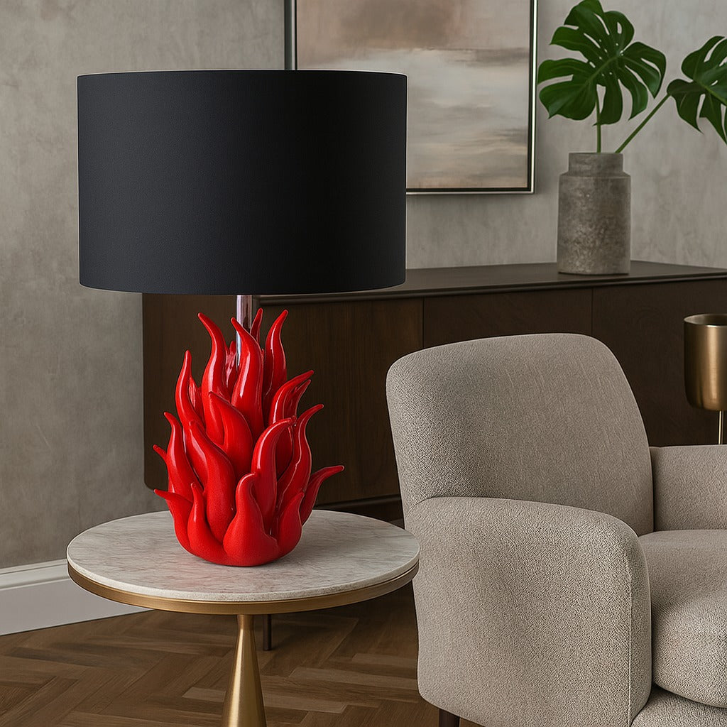 Gli Alberelli Lampada Cono Fiamma Capodimonte H 70 cm Made in Italy