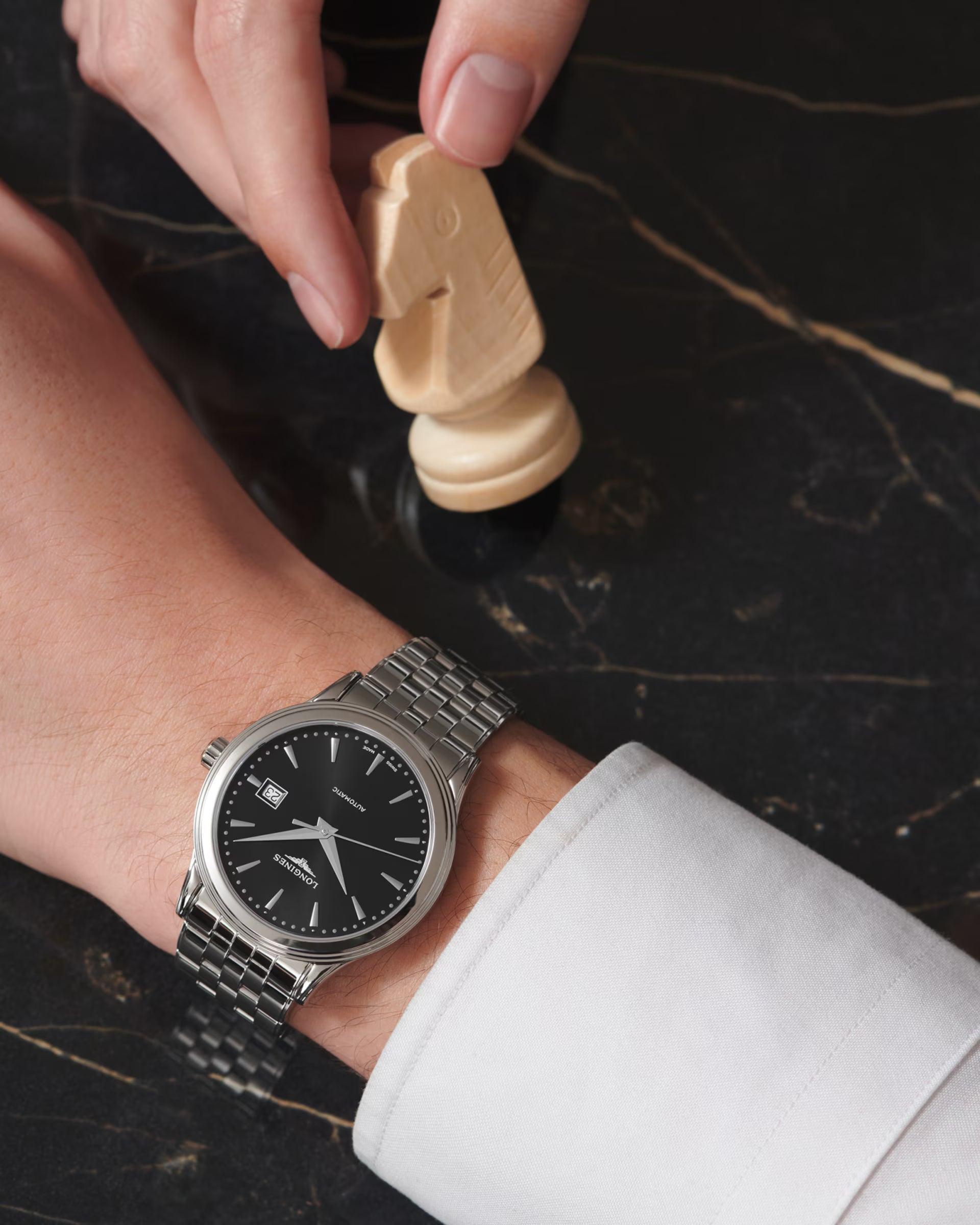Longines Flagship Classic – Orologio automatico Swiss Made nero L4.984.4.59.6
