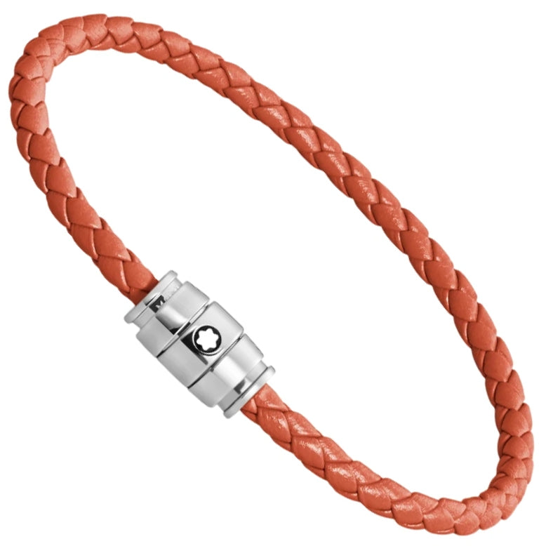 Montblanc Meisterstück Cayenne 3-ring stainless steel and leather bracelet size M 13429163