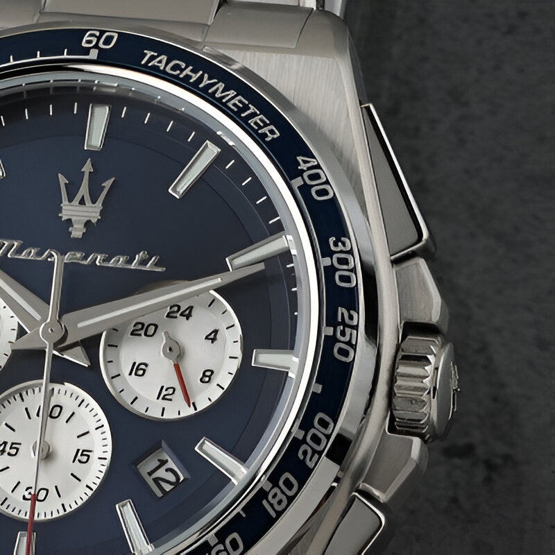 Maserati Velocità Chrono R8873652005 – Cronografo al quarzo, Argento e Blu, 43mm