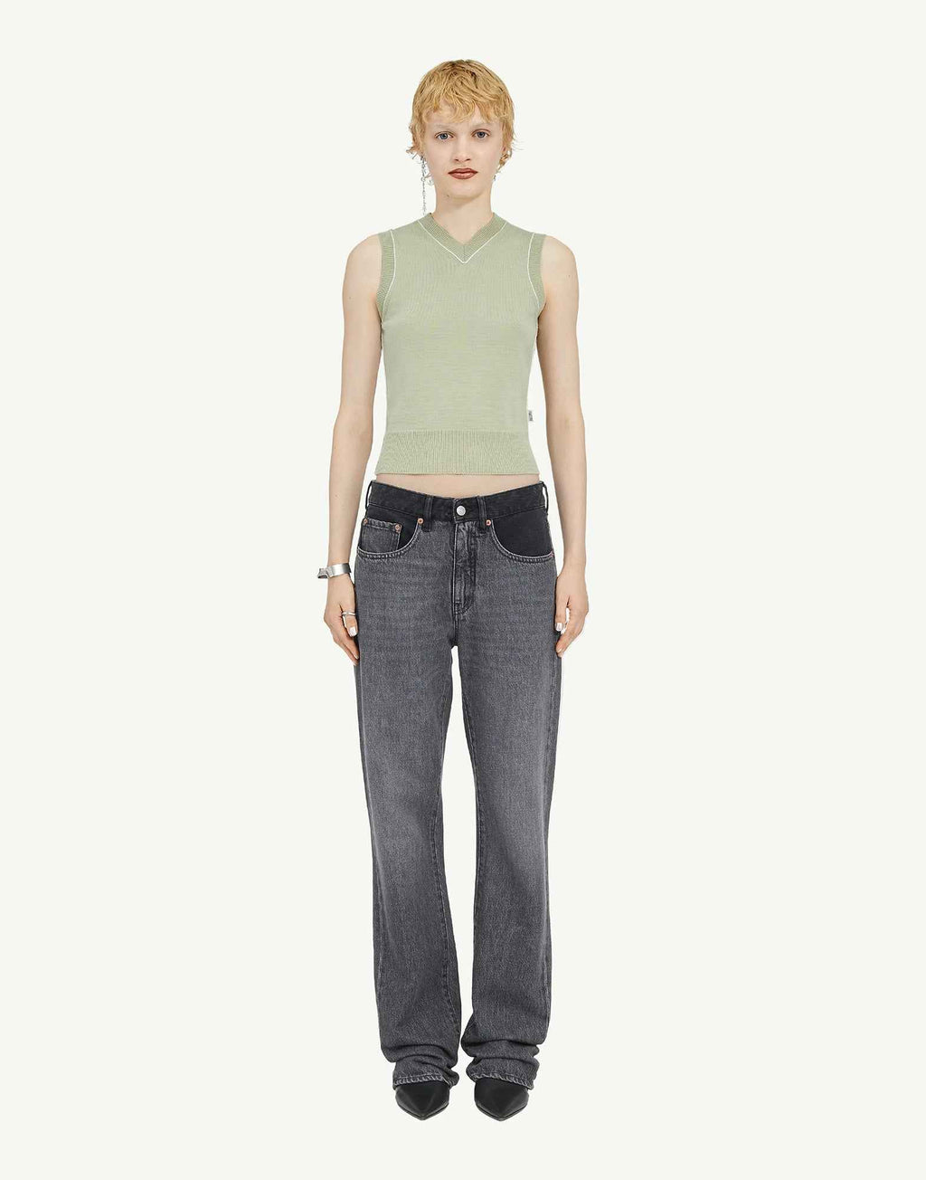MM6 MAISON MARGIELA Pantaloni 5 Tasche in Denim Bicolore
