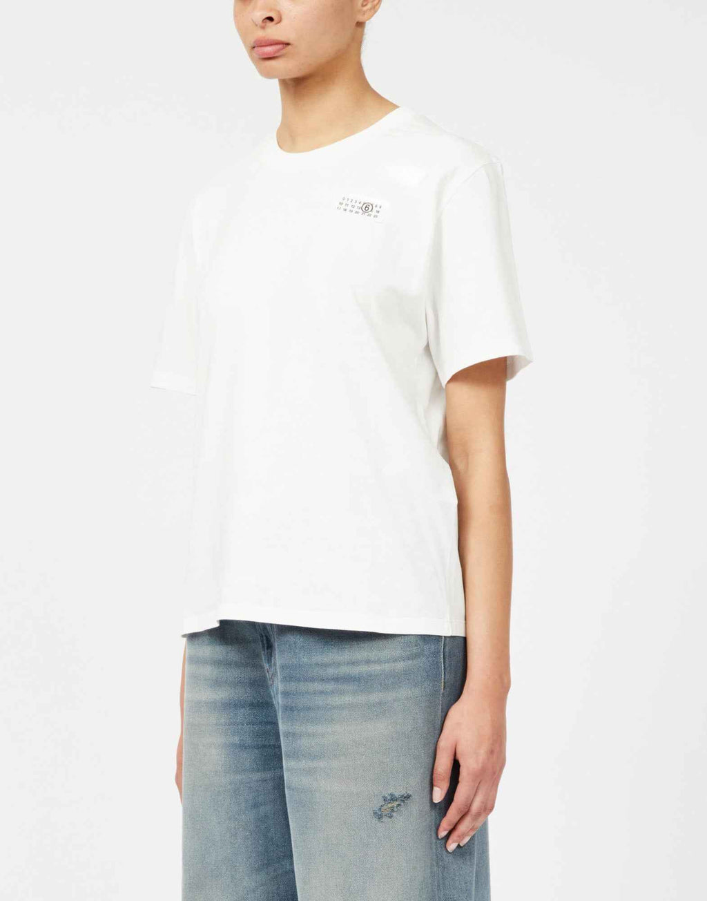 MM6 MAISON MARGIELA T-shirt Maniche Corte con Numeric Logo Off White