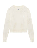 MM6 MAISON MARGIELA Maglia a Coste con Residui di Vernice Crema