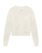MM6 MAISON MARGIELA Maglia a Coste con Residui di Vernice Crema