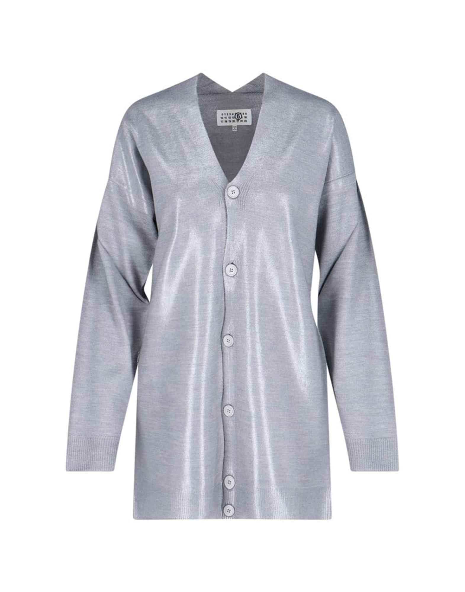 MM6 MAISON MARGIELA Cardigan in Misto Lana Spalmata Grigio Melange