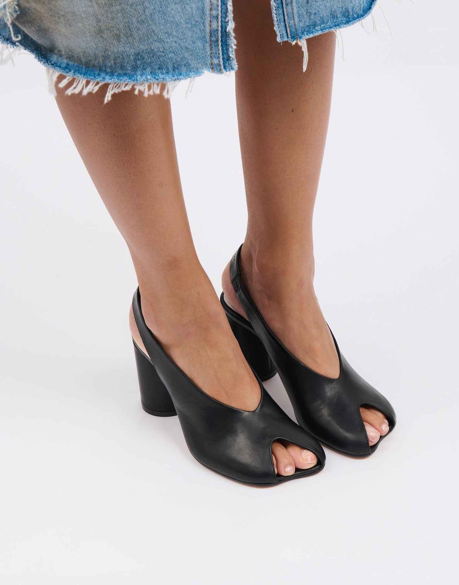 MM6 MAISON MARGIELA Sandali Anatomic con Tacco in Pelle Nera