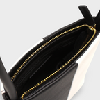 Aria - Apple Leather Midi Shoulder Bag Black & White