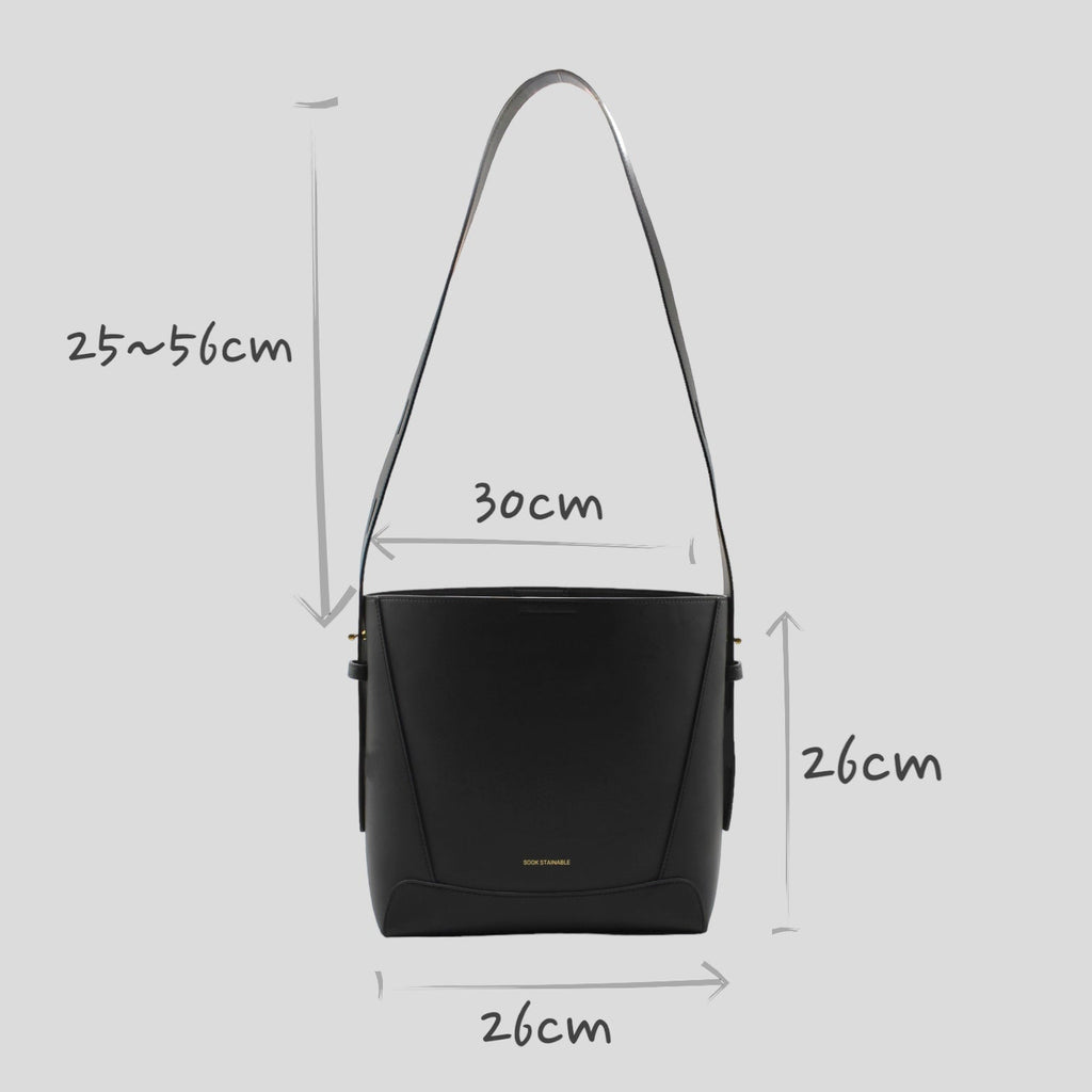 Oli - Apple Leather Midi Shoulder Cross-body Bag Black