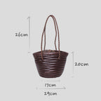 Carmel - Borsa a secchiello in pelle intrecciata a mano color cioccolato