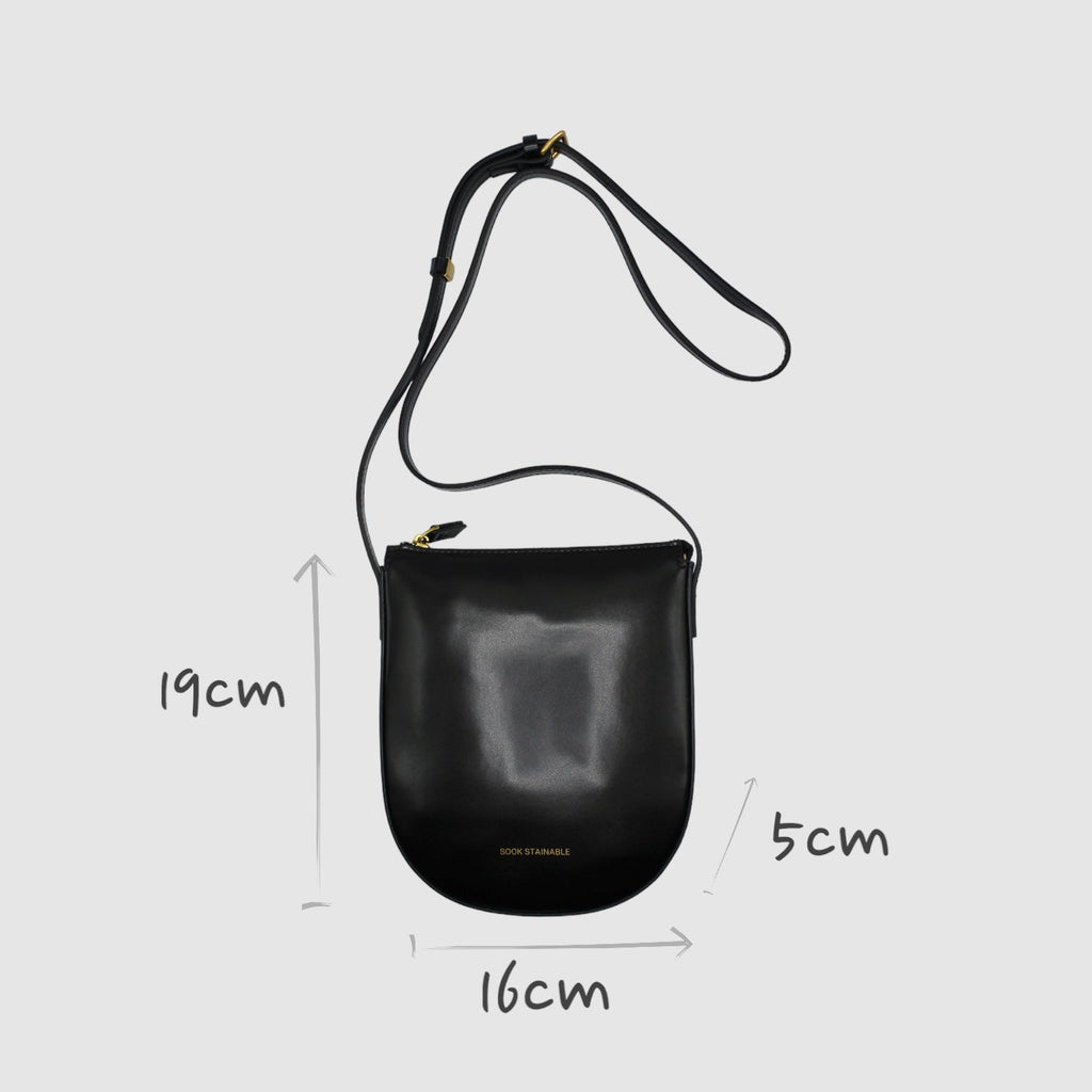 Eva - Apple Leather Strap Bag Black