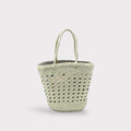 Ivy - Borsa a Cesto in Pelle Pieno Fiore Intrecciata a Mano Bianco Crema